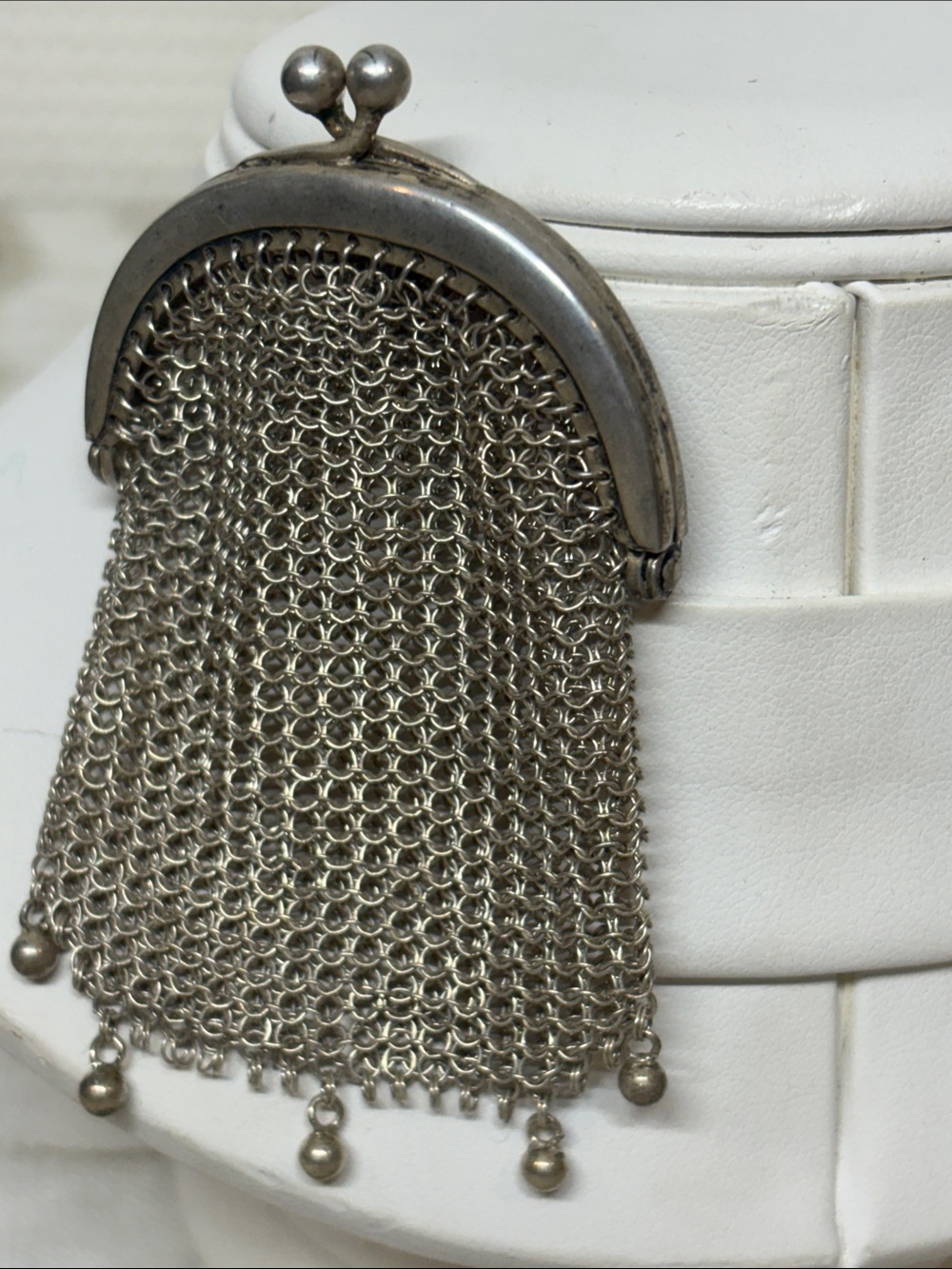 Silver Chatelaine mesh coin purse